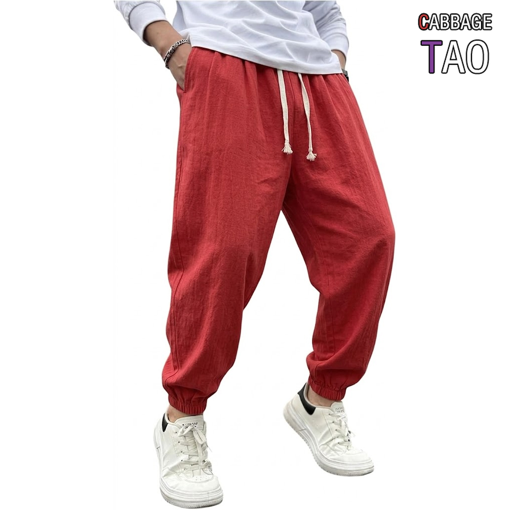 Men Shoes Joggers - Heren katoenen linnen harem broeken, effen