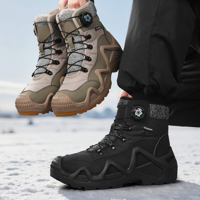 Men'S Shoes Professional - Winter hoge sneeuwfleece warme draaiknop Kleurblokken